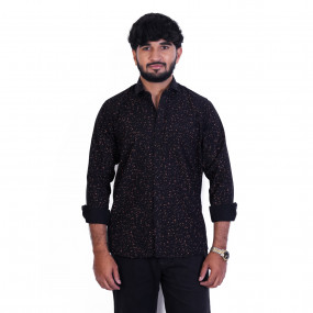 Men's Full Sleeves Smart/Regular Fit Casual Printed Shirts/DARK BLUE TREE BRANCHES ON LIGHT BLUE