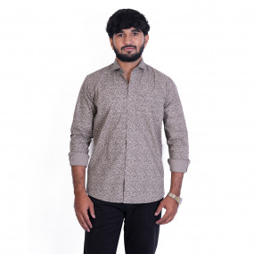 Men's Full Sleeves Smart/Regular Fit Casual Printed Shirt/GEOMETRIC TRAINGLE PATTERN ON DARK GREY