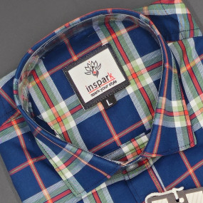 MEN'S LONG SLEVE MAROON, RED AND YELLOWISH BROWN PLAID PATTERN CHECKS  SHIRT