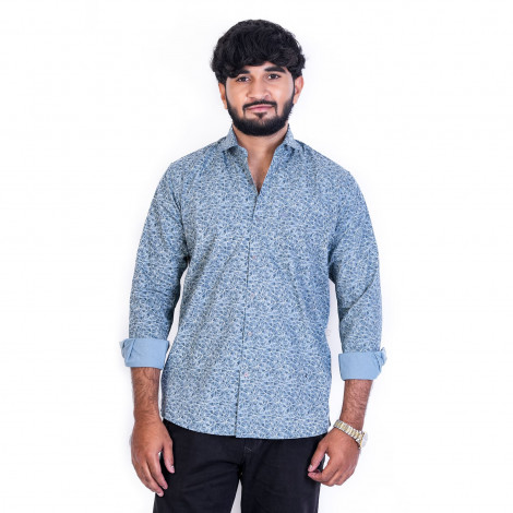Men's Full Sleeves Smart/Regular Fit Casual Printed Shirts/BLU & W LINES WITH GEOMETRIC TRIANGLES