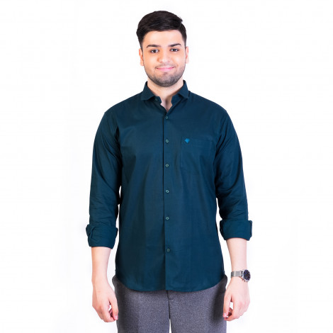 inspark brand Men's Full Sleeves Smart/Regular Fit Cotton Linen Casual Dark Green Shirt