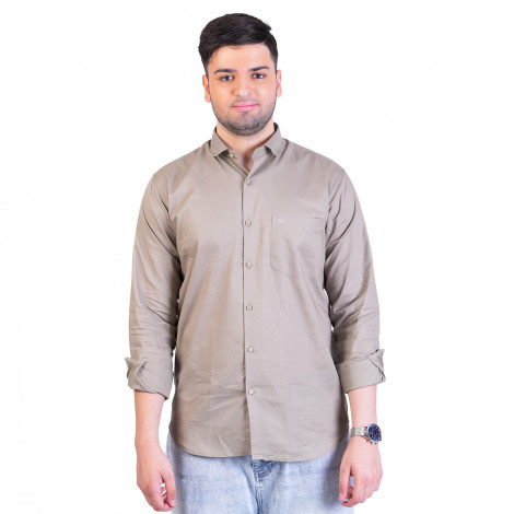 inspark brand Men's Full Sleeves Smart/Regular Fit Cotton Linen Casual Plain Muted Taupe  Shirt
