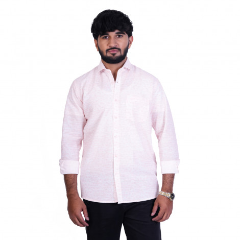 Men's Full Sleeves Smart/Regular Fit Casual Printed Shirts/WHITE WITH A SUBTLE PINK HEART PATTERN