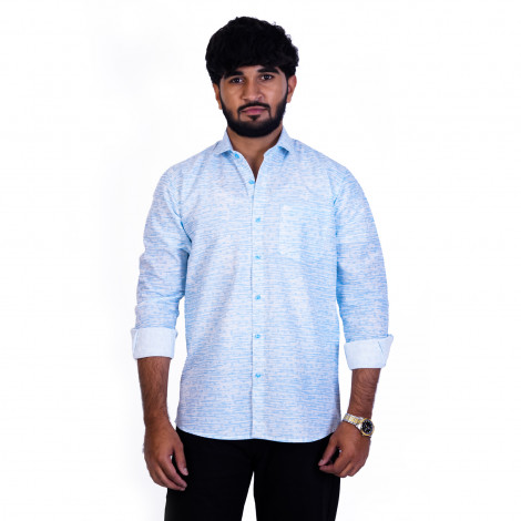 inspark brand Men's Full Sleeves Smart/Regular Fit Casual Printed Shirts/LIGHT BLUE TRIANGLE PRINT