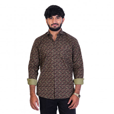 Men's Full Sleeves Smart/Regular Fit Casual Printed Shirts/RED, B & W GEOMETRIC TRIANGLES