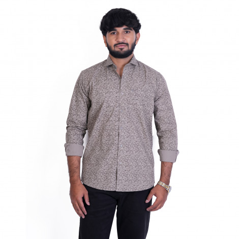 Men's Full Sleeves Smart/Regular Fit Casual Printed Shirt/GEOMETRIC TRAINGLE PATTERN ON DARK GREY
