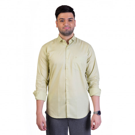 inspark brand Men's Long Full Sleeves Smart/Regular Fit Cotton Linen Casual Plain Light  Green Shirt