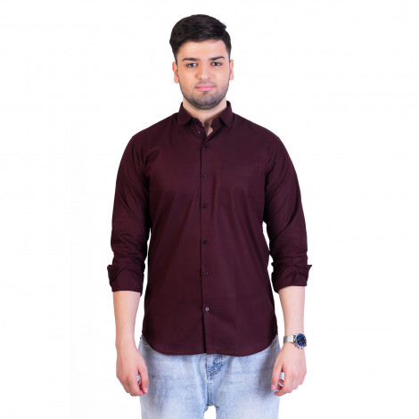 inspark brand Men's Long Full Sleeves Smart/Regular Fit Cotton Linen Casual Plain Maroon  Shirt