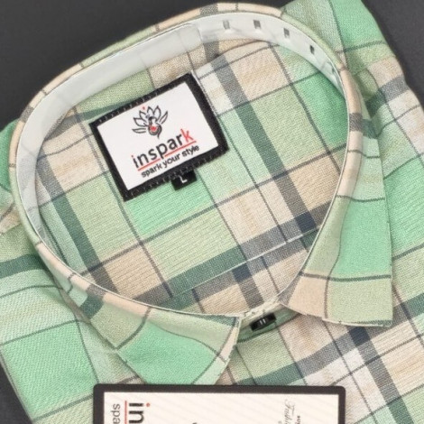 Men's Full Sleeves Smart/Regular Fit Green Casual Checks Shirts