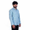 inspark brand Men's Full Sleeves Smart/Regular Fit Casual PRINTED Shirts/LIGHT BLUE LEAVES PRINT