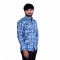 Men's Full Sleeves Smart/Regular Fit Casual Printed Shirts/DARK BLUE LEAVES WITH WHITE FLOWERS