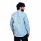 inspark brand Men's Full Sleeves Smart/Regular Fit Casual PRINTED Shirts/LIGHT BLUE LEAVES PRINT