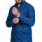 Men's Full Sleeves Smart/Regular Fit Casual Printed Shirts/DEEP BLUE HUE WITH CIRCUIT PATTERN