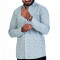 Men's Full Sleeves Smart/Regular Fit Casual Printed Shirts/B&W VERTICAL LINE BISECTS WITH LIGHT BLUE