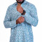 inspark brand Men's Full Sleeves Smart/Regular Fit Casual PRINTED Shirts/LIGHT BLUE LEAVES PRINT