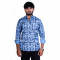 Men's Full Sleeves Smart/Regular Fit Casual Printed Shirts/DARK BLUE LEAVES WITH WHITE FLOWERS