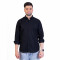 inspark brand Men's Full Sleeves Smart/Regular Fit Cotton Linen Casual Plain Black Shirt