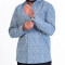 Men's Full Sleeves Smart/Regular Fit Casual Printed Shirts/BLU & W LINES WITH GEOMETRIC TRIANGLES