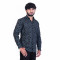 inspark brand Men's Full Sleeves Smart/Regular Fit Casual PRINTED Shirts/DARK BLUE WITH LIGHT BLUE L