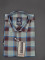 MEN'S LONG SLEVE GREEN, BROWN AND LIGHT BLUE PLAID PATTERN CHECKS  SHIRT