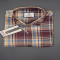 MEN'S LONG SLEVE BLUE AND LIGHT BROWN PLAID CHECKS SHIRT