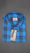 MEN'S LONG SLEVE ORRANGE WITH BLUE AND RED PLAID PATTERN CHECKS  SHIRT