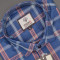 MEN'S LONG SLEVE BLUE, ORRANGE AND LIGHT BLUE PLAID PATTERN CHECKS  SHIRT