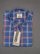 MEN'S LONG SLEVE BLUE, ORRANGE AND LIGHT BLUE PLAID PATTERN CHECKS  SHIRT