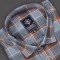 MEN'S LONG SLEVE GREY, BROWN AND LIGHT BLUE PLAID PATTERN CHECKS  SHIRT
