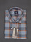 MEN'S LONG SLEVE GREY, BROWN AND LIGHT BLUE PLAID PATTERN CHECKS  SHIRT