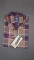 MEN'S LONG SLEVE MAROON, BLUE AND BEIGE PLAID PATTERN CHECKS  SHIRT