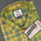 MEN'S LONG SLEVE GREEN AND YELLOW PLAID PATTERN CHECKS  SHIRT