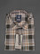 MEN'S LONG SLEVE GREY, BROWN AND WHITE PLAID PATTERN CHECKS  SHIRT