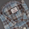 MEN'S LONG SLEVE BROWN AND LIGHT BLUE PLAID PATTERN CHECKS  SHIRT