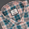 MEN'S LONG SLEVE PRIMARY PEACH WITH BLUE, GREY LINE PLAID PATTERN CHECKS  SHIRT